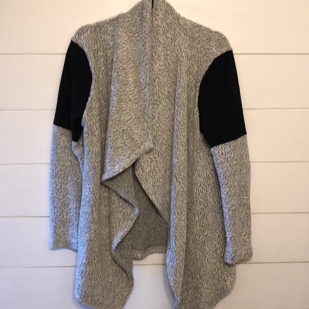 Moto-inspired open drape cardigan